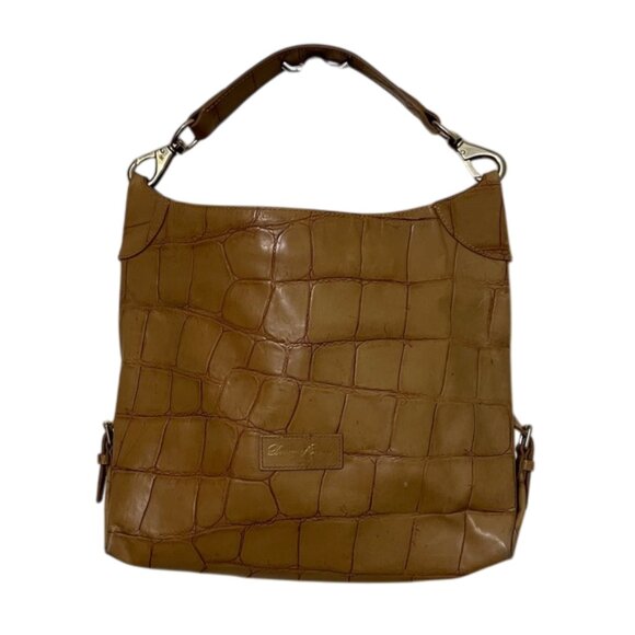 Dooney & Bourke Vintage Tan Croc Embossed Leather Shoulder Tote Bag 13x16 - Picture 1 of 16